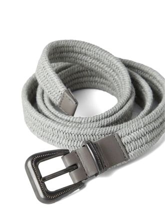 Brunello Cucinelli Womens Light Gray Woven Belt Accessories & Slg