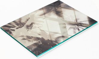 OEM Tabla De Cocina De Vidrio Templado Duradera Y Elegante Con Estampado De Palmeras, 80x52 Cm