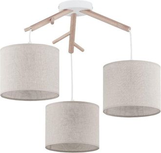 Luminosa Light Designs TK Albero Lámpara colgante de techo Cluster de pino, color crema, 3 bombillas E27