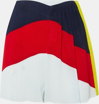 Sandro Blue Colorblock Plisse Runner Shorts