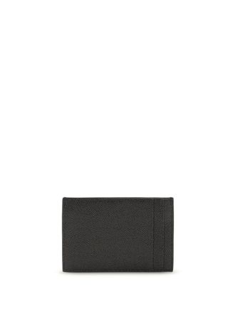 Saint Laurent Womens Micro-Grain Leather Wallet Nero Calf Bos Taurus