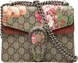 Gucci Pre-owned Vintage Blooms Crossbody Bag - Dames - Vintage Schoudertas - Beige - ONE Size - Leer - Vintage