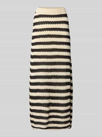 Ichi Schmaler Strickrock mit Lochmuster Modell BIRDIS in Black, Gr&ouml;&szlig;e XL