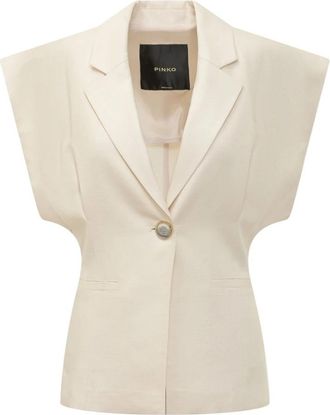 Pinko Floella Jacket - Dames - Gillet - Wit - M - Leer - Kostuums