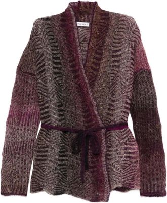 KANGRA Cardigan con intarsi e cintura - Rosso