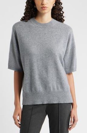 Nordstrom Relaxed Short Sleeve Cashmere Sweater in Grey Night at Nordstrom Rack, Size Large/x-Large