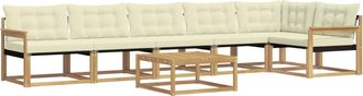 vidaXL Conjunto De Sof&aacute;s De Exterior 7 Uds. Blanco Y Crema Vidaxl