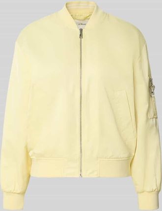 s.Oliver Red Label Regular Fit Bomberjacke mit College-Kragen in Hellgelb, Gr&ouml;&szlig;e 32