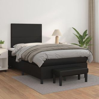 vidaXL Vidaxl - Cama Box Spring Con Colch&oacute;n Cuero Sint&eacute;tico Negro 120x200 Cm