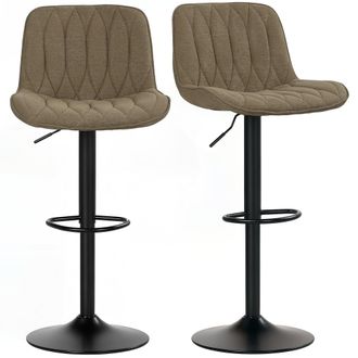 HOMCOM Bar Stools Set Of 2 - Modern Armless Bar Chairs - Brown | TJ Hughes