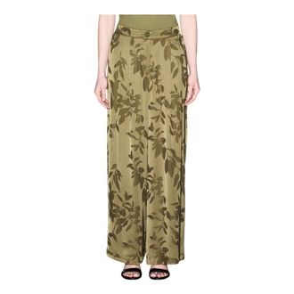 A|X Armani Exchange Wide Trousers, female, Green, Size: S Palazzo Jacquard Viscose Trousers