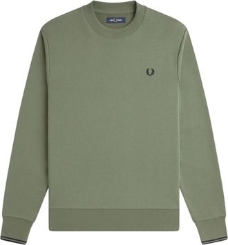 Fred Perry Mens Crew Neck Sweatshirt laurel wreath green Cotton - Size X-Large