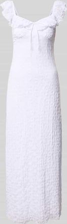 Gina Tricot Midikleid mit Spitze und Schleifen-Detail in Offwhite, Gr&ouml;&szlig;e XS