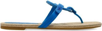 Tory Burch Schoenen, Dames, Blauw, 37 1/2 EU, Leer, Miller Beaded Espadrille