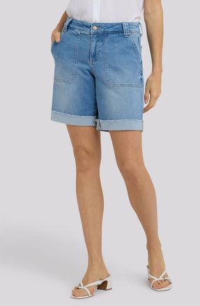 NYDJ Diana Relaxed Fit Cuffed Denim Shorts in Distressed Vista Lakes at Nordstrom, Size 14