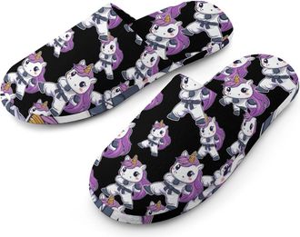 Generic Horse Karate Mens Cotton Slippers Memory Foam Comfort House Shoes Winter Indoor Slipper for Hotel Casa Spa