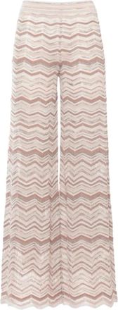 D.exterior Chevron Palazzo Broek - Dames - Wijde Broeken - Beige - S - Broeken