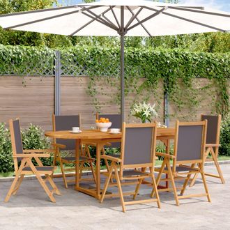 vidaXL Set De Comedor De Jard&iacute;n 7 Pzas Tela Madera Maciza Antracita Vidaxl