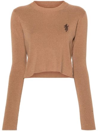 Amiri Cropped trui met geborduurd logo - Bruin