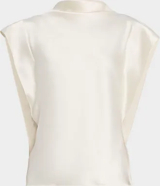 Tanya Taylor Adrien Draped Satin Top
