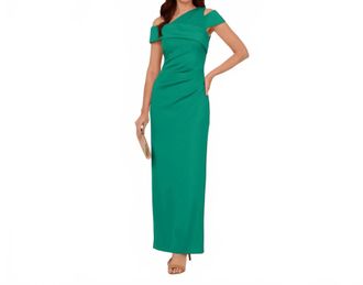 Adrianna Papell Formal Sheath Long Dress - Plus In Floral Green