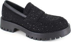 Zigi Soho Cassondra Rhinestone Embellished Lug Sole Loafer in Black Suede at Nordstrom Rack, Size 8.5