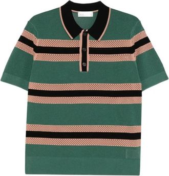 Dries Van Noten Mercy Stripe Polo Shirt - Heren - Polos - Groen - L - Polyester - Tops