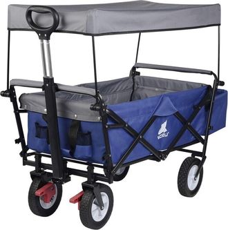 Woltu Woltu - Carrito De Jardin Con Toldo De Protecci&oacute;n Carga Ruedas Con Freno Para Playa Acampada Exteriores M&aacute;x. 80 Kg Azul