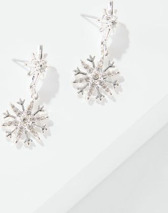 Talbots Sparkling Snowflakes Drop Earrings - Crystal/Shiny Silver - 001 Talbots