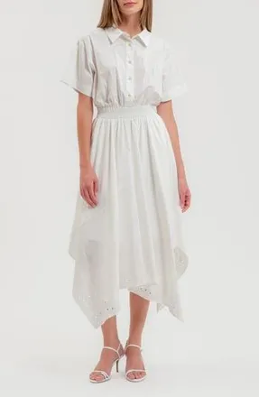 ZOE AND CLAIRE Handkerchief Hem Shirtdress in White at Nordstrom Rack, Size X-Small