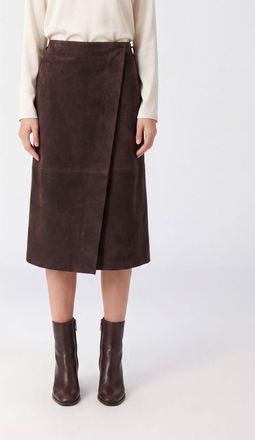 Semicouture Gonna midi a portafoglio Rosanne in pelle scamosciata con vita alta