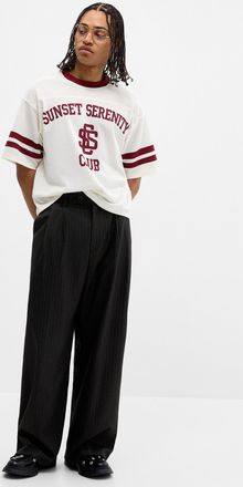 Djab Mens Chalk-stripe pleated wide pant Loose fit Imported from Seoul