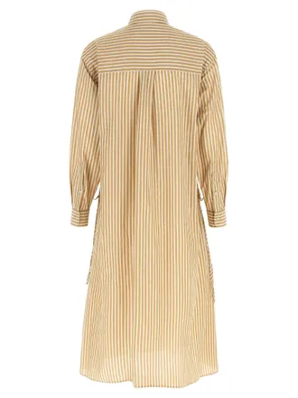 Polo Ralph Lauren Striped Cotton-Linen Chemisier Dress - Tan