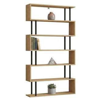 Dmora Librer&iacute;a Stio, Biblioteca 5 Estantes, Instalaci&oacute;n Libre, Color Roble, 90x22x163h Cm Marr&oacute;n Roble