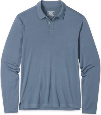 Stio | Mens Alpin Lightweight Merino Polo Shirt Long Sleeve, Size Extra Large in Vintage Indigo | Wool