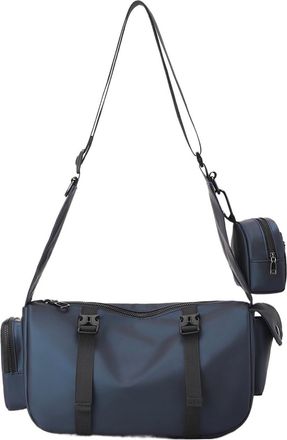 Generic Compatible For Men Casual Zipper Crossbody Bag Pouch Simple Handbag(Deep blue)