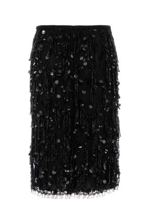 Gucci Womens Black Lace Skirt Nero Gonne