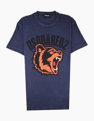Dsquared2 Mens Dsquared2 Bear Logo T-shirt Navy Blue - Size: 46