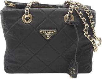 Prada Pre-owned Shoulder Bags, female, Black, Size: ONE SIZE Pre-owned Nylon Shoulder Bag
