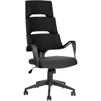 Beliani Silla De Oficina Reclinable De Poli&eacute;ster Negro Giratorio Asiento Regulable Grandiose