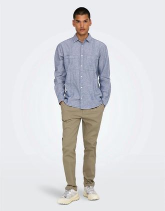 Only Mens Solid Patterned Straight Chinos - Tan - Size: 29W s