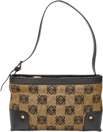 Loewe Pre-owned Shoulder Bags, female, Brown, Size: ONE SIZE Pre-owned Canvas Shoulder Bag