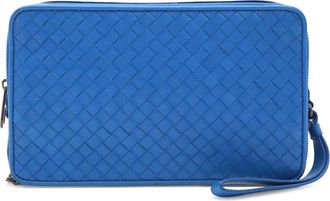 Bottega Veneta Intrecciato Blue Leather Clutch Bag (Pre-Owned)