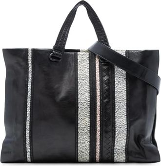Bottega Veneta Borsa a tracolla in nappa con motivo Intrecciato e righe verticali 2012-2025 - Nero