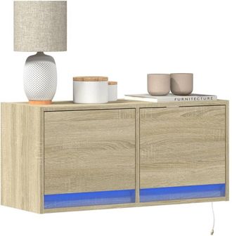 vidaXL Vidaxl - tv Wall Cabinet with led Lights Sonoma Oak 80x31x35 cm