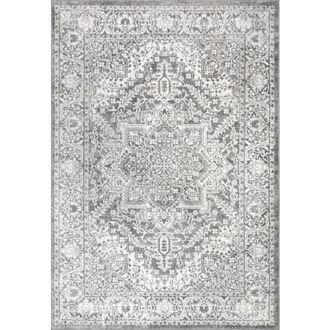 Jonathan Y Designs Modern Persian Vintage Medallion Area Rug in Light Gray at Nordstrom, Size 5Ft 0In X 5Ft 0In