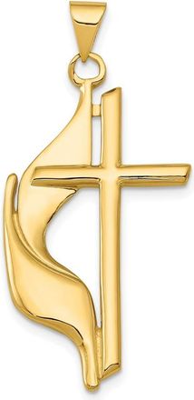 Diamond2Deal 14k Yellow Gold Polished Cross Drape Pendant