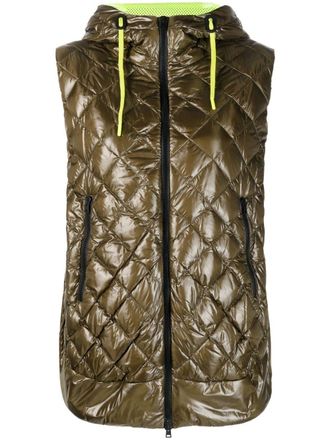 Herno zip-up hooded quilted gilet - Green