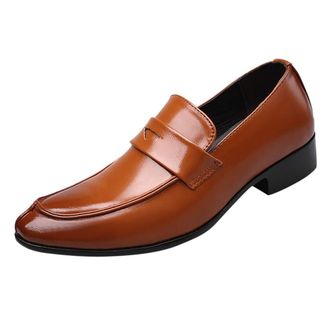 Generic Pu Leather Loafers Shoes for Men Wide, Formal Dress Shoe Slip On Suit Shoes Pointed Toe Business Shoe Low Sole Dress Loafer Soft Comfortable Casual Lo