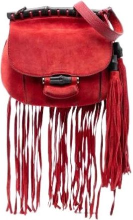 Gucci Pre-owned Cross Body Bags, female, Red, Size: ONE SIZE Pre-owned Suede Crossbody Bag
